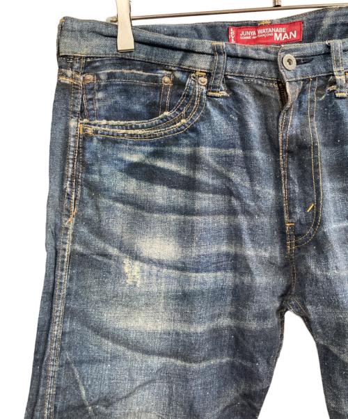 JUNYA WATANABE COMME des GARCONS（(ジュンヤワタナベ コムデギャルソン）JUNYA WATANABE COMME des GARCONS ((ジュンヤワタナベ コムデギャルソン) LEVI'S (リーバイス) コットンリネン 転写パンツ インディゴ サイズ:Lの古着・服飾アイテム