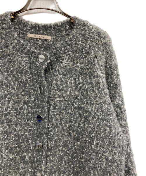 stola.（ストラ）stola. (ストラ) キラキラフェザーニットカーディガン グレー サイズ:Fの古着・服飾アイテム