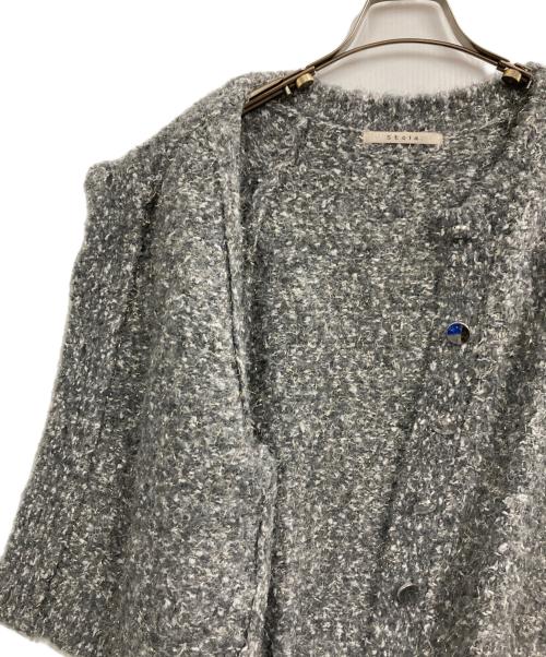 stola.（ストラ）stola. (ストラ) キラキラフェザーニットカーディガン グレー サイズ:Fの古着・服飾アイテム