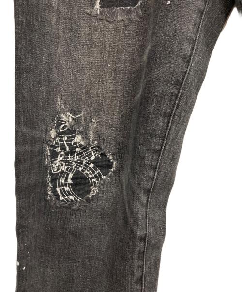NUMBER (N)INE DENIM（ナンバーナインデニム）NUMBER (N)INE DENIM (ナンバーナインデニム) LOVELESS (ラブレス) ダメージ加工デニムパンツ ブラック サイズ:Lの古着・服飾アイテム