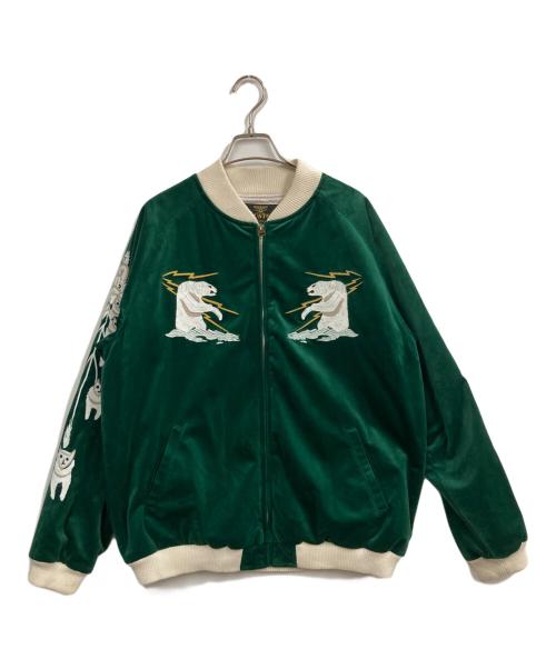 HOUSTON（ヒューストン）HOUSTON (ヒューストン) 別珍 アラスカベルベット SOUVENIR JK グリーン サイズ:XLの古着・服飾アイテム