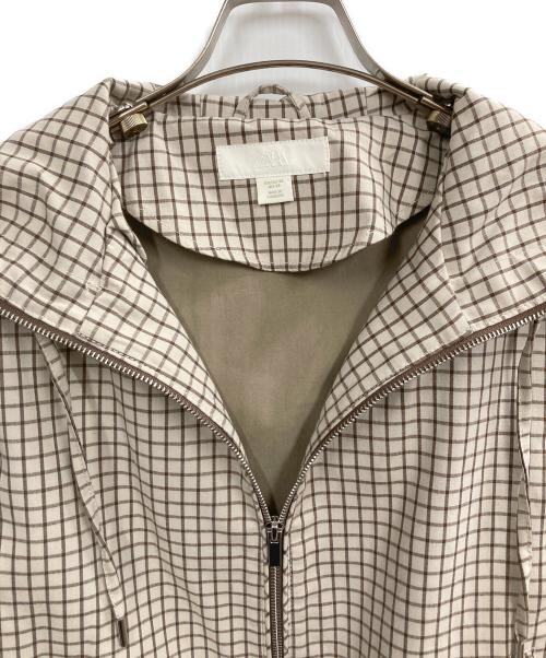 ZARA（ザラ）ZARA (ザラ) チェックジップパーカー ベージュ サイズ:XSの古着・服飾アイテム