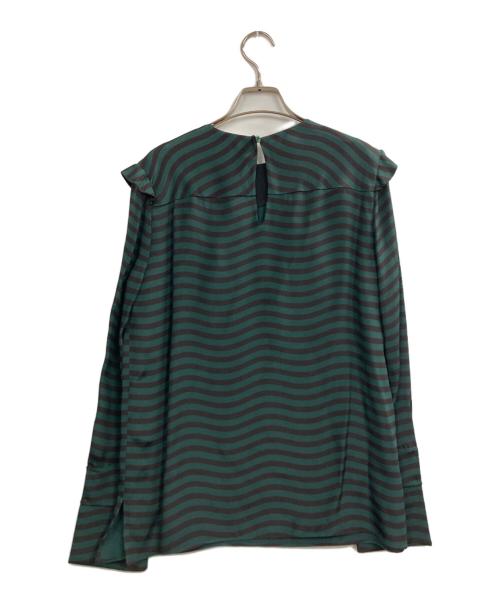 FENDI（フェンディ）FENDI (フェンディ) シルクボーダーブラウス グリーン×ブラック サイズ:40の古着・服飾アイテム