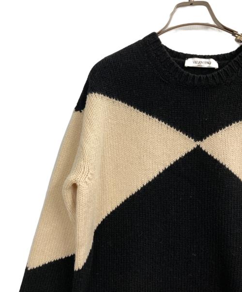 VALENTINO（ヴァレンティノ）VALENTINO (ヴァレンティノ) バイカラーウールニット ブラック×ホワイト サイズ:XSの古着・服飾アイテム