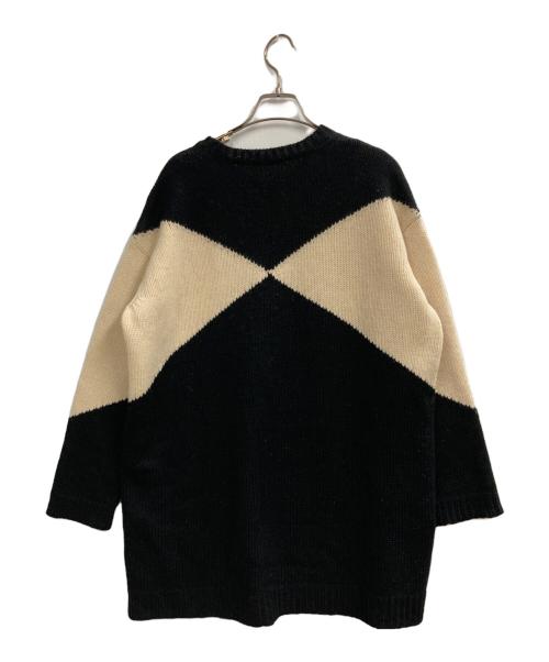 VALENTINO（ヴァレンティノ）VALENTINO (ヴァレンティノ) バイカラーウールニット ブラック×ホワイト サイズ:XSの古着・服飾アイテム