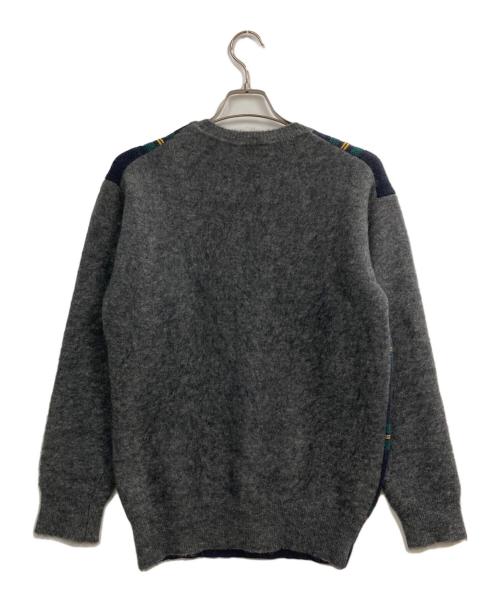 CELINE（セリーヌ）CELINE (セリーヌ) スリーブ切替ウールチェックニット ネイビー サイズ:Sの古着・服飾アイテム