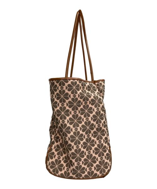Kate Spade（ケイトスペード）Kate Spade (ケイトスペード) フラワージャガードストライプエブリシングラージトート ピンクの古着・服飾アイテム