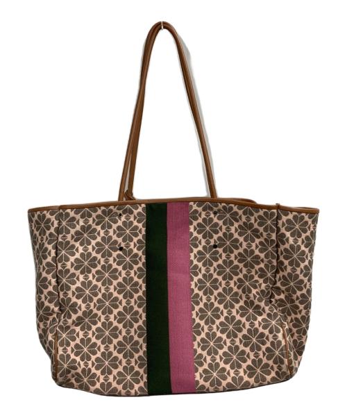 Kate Spade（ケイトスペード）Kate Spade (ケイトスペード) フラワージャガードストライプエブリシングラージトート ピンクの古着・服飾アイテム