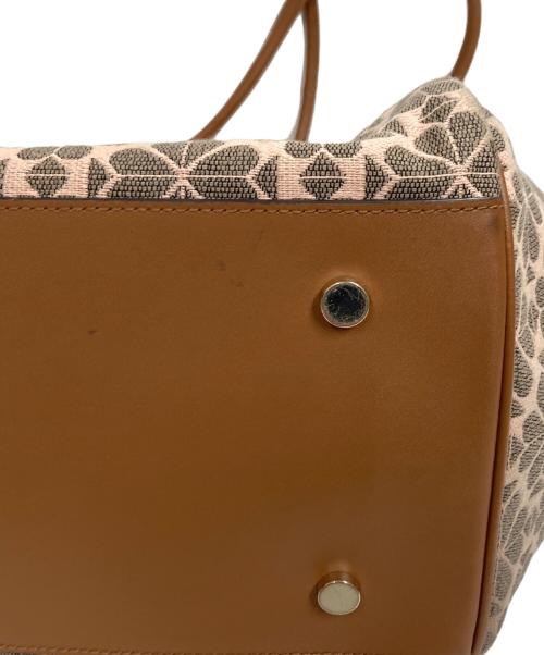 Kate Spade（ケイトスペード）Kate Spade (ケイトスペード) フラワージャガードストライプエブリシングラージトート ピンクの古着・服飾アイテム