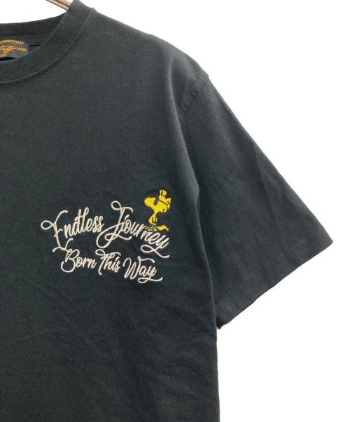 flagstuff（フラグスタフ）flagstuff (フラグスタフ) PEANUTS (ピーナッツ) 刺繍Tシャツ ブラック サイズ:Mの古着・服飾アイテム
