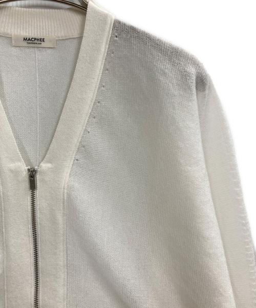 MACPHEE（マカフィー）MACPHEE (マカフィー) ドライレーヨン Vネックカーディガン ホワイト サイズ:Sの古着・服飾アイテム