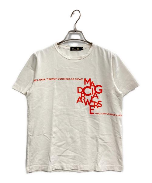 DRAWER（ドゥロワー）Drawer (ドゥロワー) ロゴプリントTシャツ ホワイト サイズ:1の古着・服飾アイテム