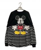 DISNEY×SPIRIT JERSEYディズニー×スピリット ジャージー）の古着「ミッキープリントボーダーカットソー」｜ブラック