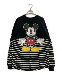DISNEY×SPIRIT JERSEY（ディズニー×スピリット ジャージー）の古着「ミッキープリントボーダーカットソー」｜ブラック