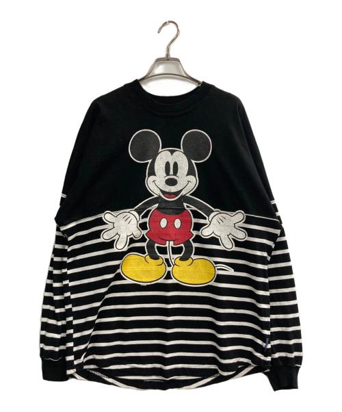 DISNEY（ディズニー）DISNEY (ディズニー) SPIRIT JERSEY (スピリット ジャージー) ミッキープリントボーダーカットソー ブラック サイズ:Mの古着・服飾アイテム