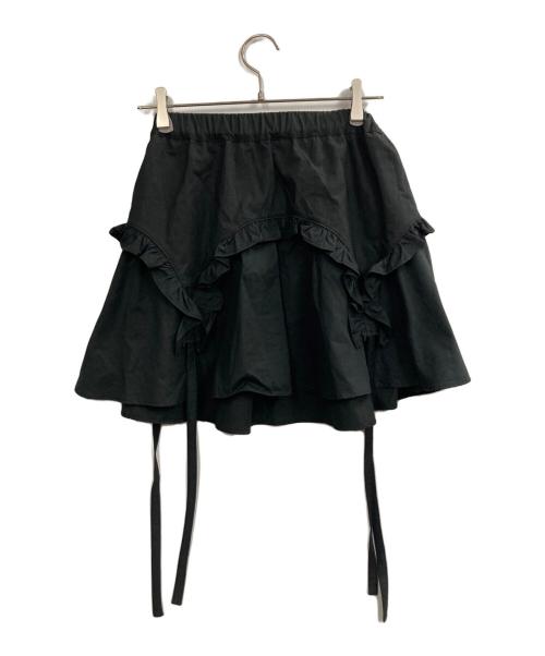LITTLE（リトル）LITTLE (リトル) フリルガーターミニスカート ブラック サイズ:Fの古着・服飾アイテム