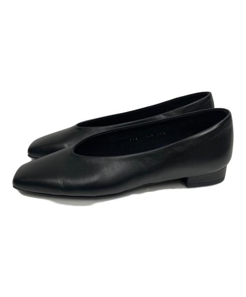UNITED ARROWS（ユナイテッドアローズ）UNITED ARROWS (ユナイテッドアローズ) スクエアフラットパンプス ブラック サイズ:36 1/2の古着・服飾アイテム