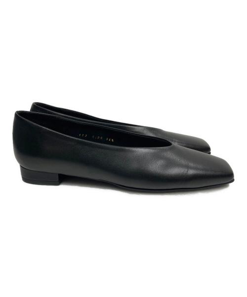 UNITED ARROWS（ユナイテッドアローズ）UNITED ARROWS (ユナイテッドアローズ) スクエアフラットパンプス ブラック サイズ:36 1/2の古着・服飾アイテム