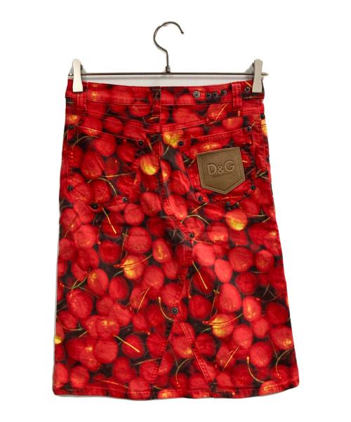 D&G（ディーアンドジー）D&G (ディーアンドジー) チェリー柄ストレッチスカート レッド サイズ:24/38の古着・服飾アイテム
