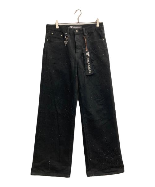 VALABASA（バラバサス）VALABASA (バラバサス) ラインストーンデニムパンツ ブラック サイズ:81cm (W32)の古着・服飾アイテム