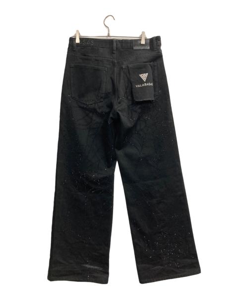 VALABASA（バラバサス）VALABASA (バラバサス) ラインストーンデニムパンツ ブラック サイズ:81cm (W32)の古着・服飾アイテム