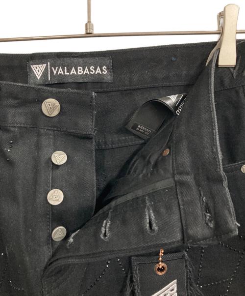 VALABASA（バラバサス）VALABASA (バラバサス) ラインストーンデニムパンツ ブラック サイズ:81cm (W32)の古着・服飾アイテム