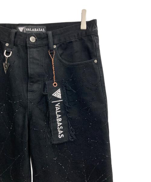 VALABASA（バラバサス）VALABASA (バラバサス) ラインストーンデニムパンツ ブラック サイズ:81cm (W32)の古着・服飾アイテム