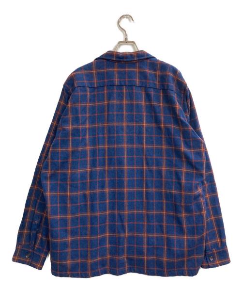 MACY'S Supre-Macy（メイシーズスプレーマシー）MACY'S Supre-Macy (メイシーズスプレーマシー) ウールチェックオープンカラーシャツ ブルー サイズ:Lの古着・服飾アイテム