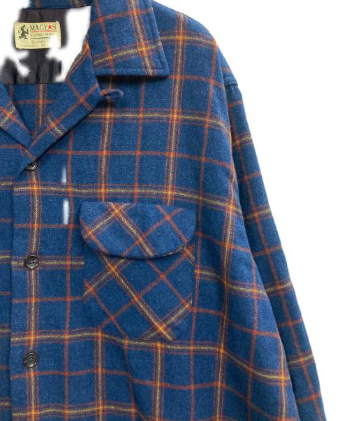 MACY'S Supre-Macy（メイシーズスプレーマシー）MACY'S Supre-Macy (メイシーズスプレーマシー) ウールチェックオープンカラーシャツ ブルー サイズ:Lの古着・服飾アイテム