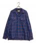 MACY'S Supre-Macy（メイシーズスプレーマシー）の古着「ウールチェックオープンカラーシャツ」｜ブルー
