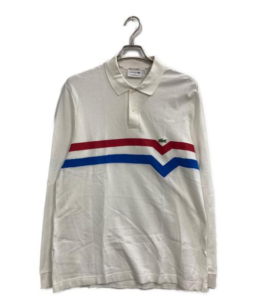 LACOSTE（ラコステ）LACOSTE (ラコステ) 切り替えラインオーガニックコットンポロシャツ ホワイト サイズ:Lの古着・服飾アイテム