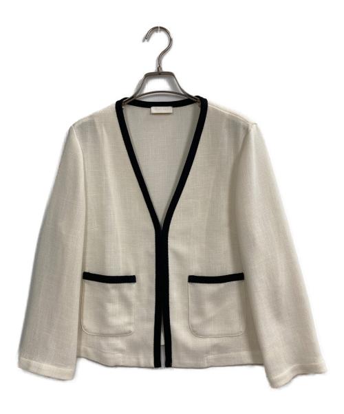 BALLSEY（ボールジィ）BALLSEY (ボールジィ) ポリエステルレーヨンカラミ Vカラージャケット アイボリー サイズ:36の古着・服飾アイテム