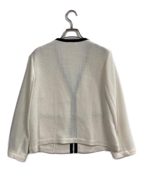 BALLSEY（ボールジィ）BALLSEY (ボールジィ) ポリエステルレーヨンカラミ Vカラージャケット アイボリー サイズ:36の古着・服飾アイテム