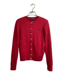 POLO RALPH LAUREN（ポロ・ラルフローレン）の古着「ケーブルニットカーディガン」｜レッド
