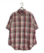 RALPH LAURENラルフローレン）の古着「S/Sチェックリネンシャツ」｜グリーン×ピンク