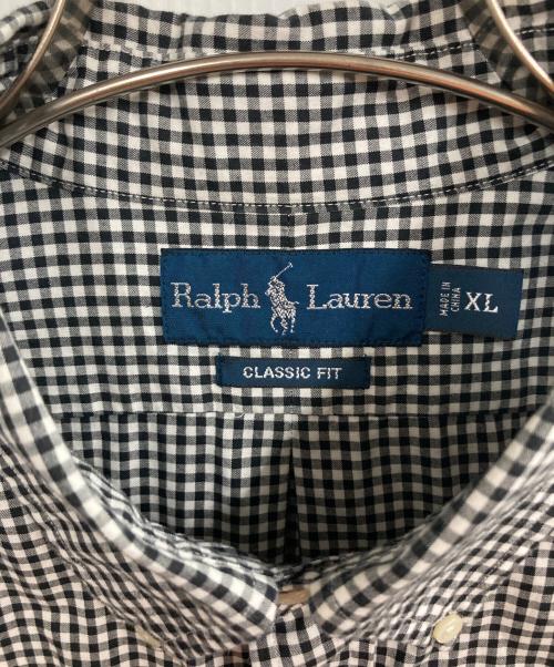 RALPH LAUREN（ラルフローレン）RALPH LAUREN (ラルフローレン) S/Sギンガムチェックシャツ ホワイト×ブラック サイズ:XLの古着・服飾アイテム