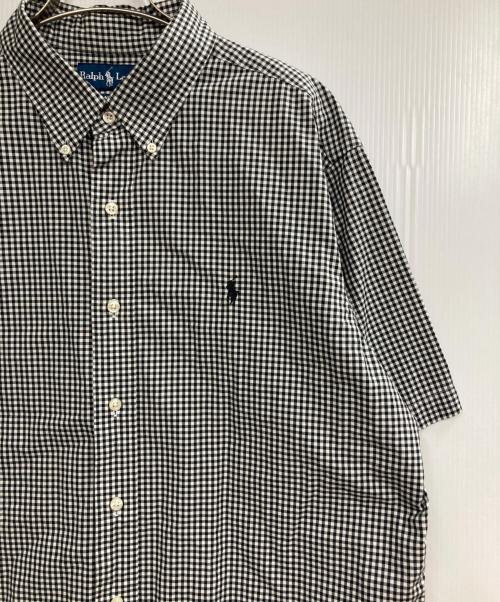 RALPH LAUREN（ラルフローレン）RALPH LAUREN (ラルフローレン) S/Sギンガムチェックシャツ ホワイト×ブラック サイズ:XLの古着・服飾アイテム