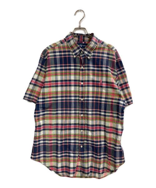 RALPH LAUREN（ラルフローレン）RALPH LAUREN (ラルフローレン) S/Sチェックボタンダウンシャツ ピンク×ネイビー サイズ:LLの古着・服飾アイテム