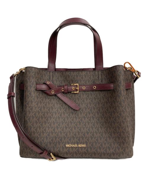 MICHAEL KORS（マイケル・コース）MICHAEL KORS (マイケル・コース) エミリアMKシグネチャーラージサッチェル ブラウンの古着・服飾アイテム