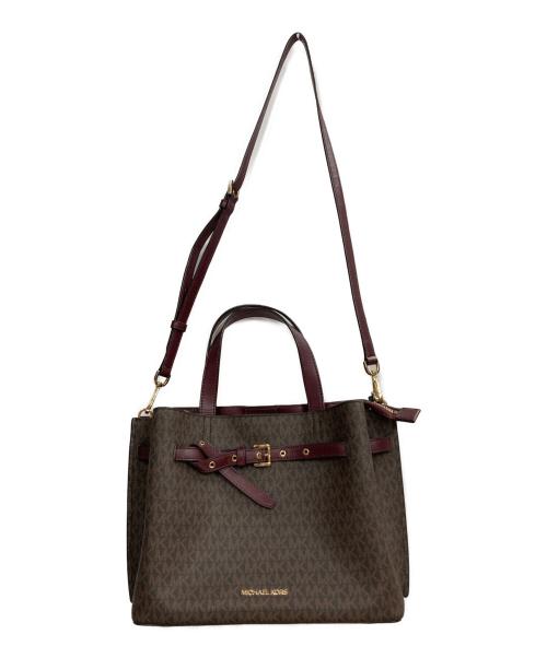 MICHAEL KORS（マイケル・コース）MICHAEL KORS (マイケル・コース) エミリアMKシグネチャーラージサッチェル ブラウンの古着・服飾アイテム