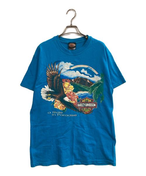 HARLEY-DAVIDSON（ハーレーダビッドソン）HARLEY-DAVIDSON (ハーレーダビッドソン) 両面プリントTシャツ スカイブルー サイズ:Mの古着・服飾アイテム