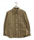 MARGARET HOWELLマーガレットハウエル）の古着「GRAPHIC COTTON STRIPE シャツ」｜ベージュ