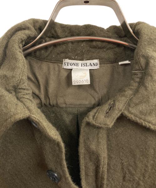 STONE ISLAND（ストーンアイランド）STONE ISLAND (ストーンアイランド) 01AW ウールシャツ カーキ サイズ:Mの古着・服飾アイテム
