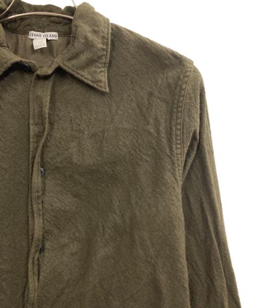 STONE ISLAND（ストーンアイランド）STONE ISLAND (ストーンアイランド) 01AW ウールシャツ カーキ サイズ:Mの古着・服飾アイテム