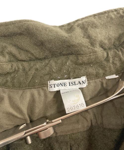 STONE ISLAND（ストーンアイランド）STONE ISLAND (ストーンアイランド) 01AW ウールシャツ カーキ サイズ:Mの古着・服飾アイテム