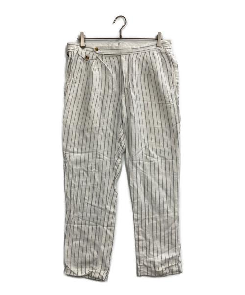 POLO RALPH LAUREN（ポロ・ラルフローレン）POLO RALPH LAUREN (ポロ・ラルフローレン) 2タック ピンストライプリネン混スラックス ホワイト サイズ:34/32の古着・服飾アイテム