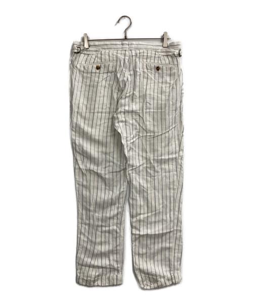 POLO RALPH LAUREN（ポロ・ラルフローレン）POLO RALPH LAUREN (ポロ・ラルフローレン) 2タック ピンストライプリネン混スラックス ホワイト サイズ:34/32の古着・服飾アイテム
