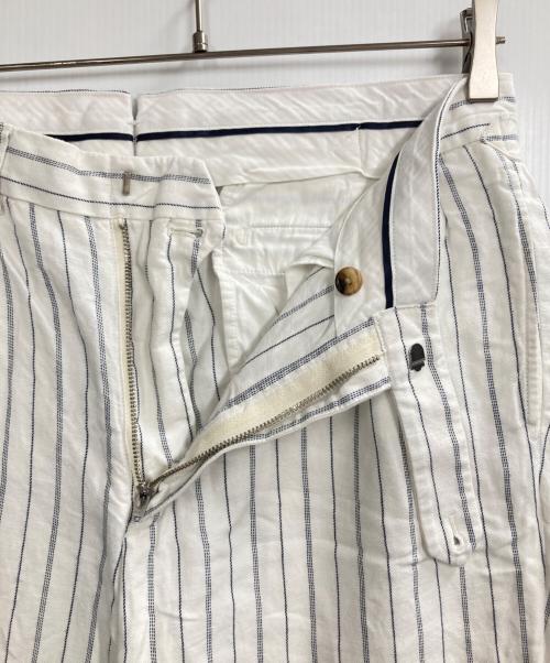 POLO RALPH LAUREN（ポロ・ラルフローレン）POLO RALPH LAUREN (ポロ・ラルフローレン) 2タック ピンストライプリネン混スラックス ホワイト サイズ:34/32の古着・服飾アイテム