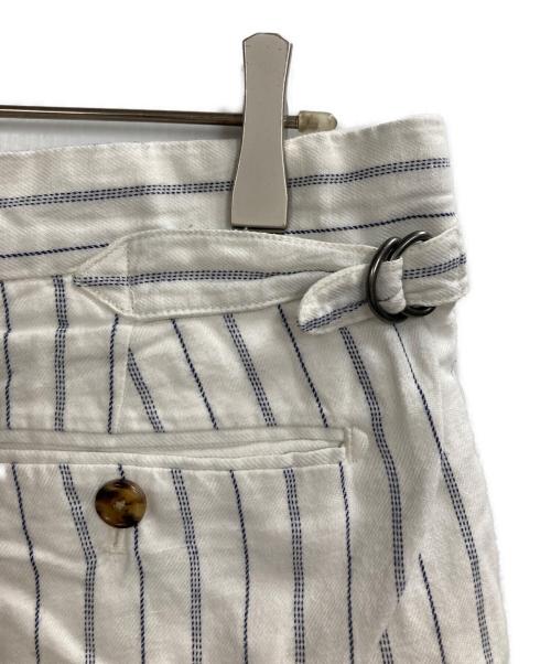 POLO RALPH LAUREN（ポロ・ラルフローレン）POLO RALPH LAUREN (ポロ・ラルフローレン) 2タック ピンストライプリネン混スラックス ホワイト サイズ:34/32の古着・服飾アイテム
