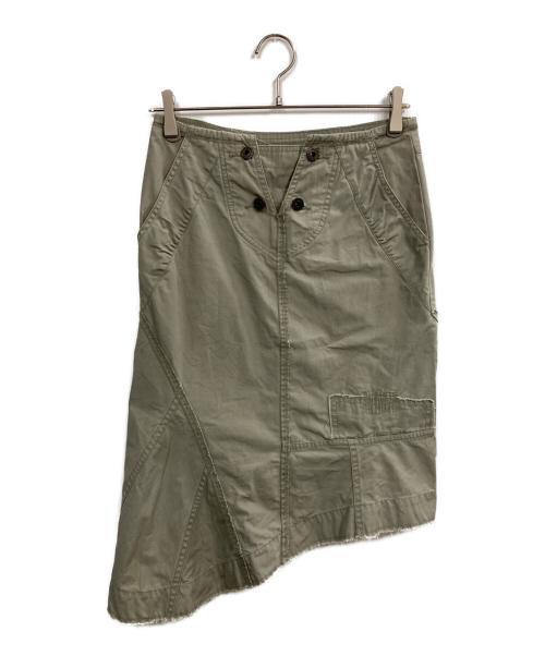 DIESEL（ディーゼル）DIESEL (ディーゼル) 再構築ミディスカート カーキ サイズ:25の古着・服飾アイテム